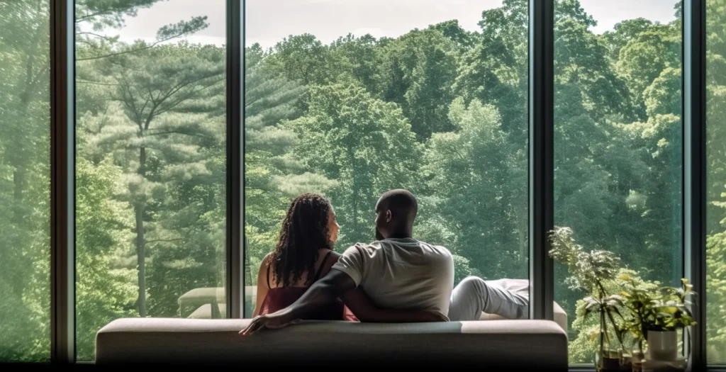 Couple in the wood house